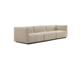 EEI-5787-BLK-BEI Conjure Channel Tufted Upholstered Fabric Sofa By Modway