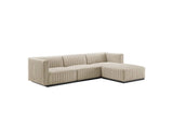 EEI-5788-BLK-BEI Conjure 4-Piece Channel Tufted Upholstered Fabric Sectional Sofa By Modway