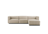 EEI-5788-BLK-BEI Conjure 4-Piece Channel Tufted Upholstered Fabric Sectional Sofa By Modway