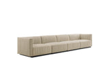 EEI-5789-BLK-BEI Conjure 4-Piece Channel Tufted Upholstered Fabric Sofa By Modway