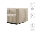 EEI-5789-BLK-BEI Conjure 4-Piece Channel Tufted Upholstered Fabric Sofa By Modway