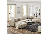 EEI-5790-BLK-BEI Conjure 6-Piece Channel Tufted Upholstered Fabric Sectional Sofa By Modway