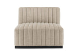 EEI-5790-BLK-BEI Conjure 6-Piece Channel Tufted Upholstered Fabric Sectional Sofa By Modway