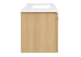 EEI-5801-OAK-WHI Render 48" Wall-Mount Bathroom Vanity By Modway
