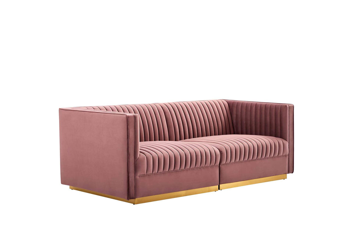 EEI-5824-DUS Sanguine Channel Tufted Performance Velvet Modular Sectional Sofa Loveseat By Modway
