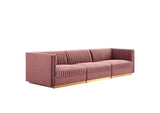 EEI-5825-DUS Sanguine Channel Tufted Performance Velvet 3-Seat Modular Sectional Sofa By Modway
