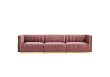 EEI-5825-DUS Sanguine Channel Tufted Performance Velvet 3-Seat Modular Sectional Sofa By Modway