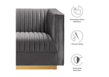 EEI-5825-GRY Sanguine Channel Tufted Performance Velvet 3-Seat Modular Sectional Sofa By Modway