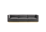 EEI-5825-GRY Sanguine Channel Tufted Performance Velvet 3-Seat Modular Sectional Sofa By Modway