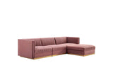 EEI-5826-DUS Sanguine 4-Piece Channel Tufted Performance Velvet Modular Sectional Sofa By Modway