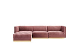 EEI-5826-DUS Sanguine 4-Piece Channel Tufted Performance Velvet Modular Sectional Sofa By Modway
