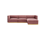 EEI-5826-DUS Sanguine 4-Piece Channel Tufted Performance Velvet Modular Sectional Sofa By Modway