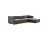 EEI-5826-GRY Sanguine 4-Piece Channel Tufted Performance Velvet Modular Sectional Sofa By Modway