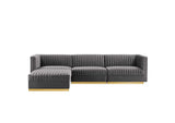 EEI-5826-GRY Sanguine 4-Piece Channel Tufted Performance Velvet Modular Sectional Sofa By Modway