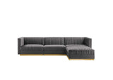 EEI-5826-GRY Sanguine 4-Piece Channel Tufted Performance Velvet Modular Sectional Sofa By Modway