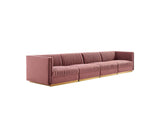 EEI-5827-DUS Sanguine Channel Tufted Performance Velvet 4-Seat Modular Sectional Sofa By Modway