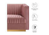 EEI-5827-DUS Sanguine Channel Tufted Performance Velvet 4-Seat Modular Sectional Sofa By Modway