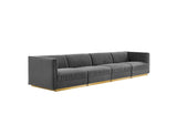EEI-5827-GRY Sanguine Channel Tufted Performance Velvet 4-Seat Modular Sectional Sofa By Modway