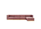 EEI-5828-DUS Sanguine 5 Piece Channel Tufted Performance Velvet Modular Sectional Sofa By Modway