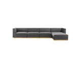 EEI-5828-GRY Sanguine 5 Piece Channel Tufted Performance Velvet Modular Sectional Sofa By Modway