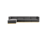 EEI-5828-GRY Sanguine 5 Piece Channel Tufted Performance Velvet Modular Sectional Sofa By Modway