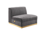 EEI-5828-GRY Sanguine 5 Piece Channel Tufted Performance Velvet Modular Sectional Sofa By Modway