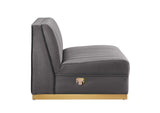 EEI-5828-GRY Sanguine 5 Piece Channel Tufted Performance Velvet Modular Sectional Sofa By Modway