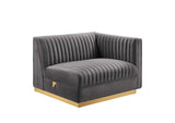 EEI-5828-GRY Sanguine 5 Piece Channel Tufted Performance Velvet Modular Sectional Sofa By Modway