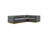 EEI-5829-GRY Sanguine 4-Piece Channel Tufted Performance Velvet Right-Facing Modular Sectional Sofa By Modway