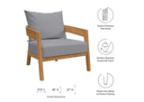EEI-5833-NAT-GRY Brisbane 6-Piece Teak Wood Outdoor Patio Set By Modway
