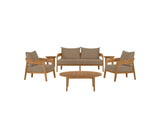 EEI-5833-NAT-LBR Brisbane 6-Piece Teak Wood Outdoor Patio Set By Modway