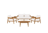 EEI-5833-NAT-WHI Brisbane 6-Piece Teak Wood Outdoor Patio Set By Modway