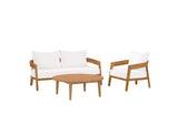 EEI-5834-NAT-WHI Brisbane 3-Piece Teak Wood Outdoor Patio Set By Modway