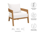 EEI-5834-NAT-WHI Brisbane 3-Piece Teak Wood Outdoor Patio Set By Modway