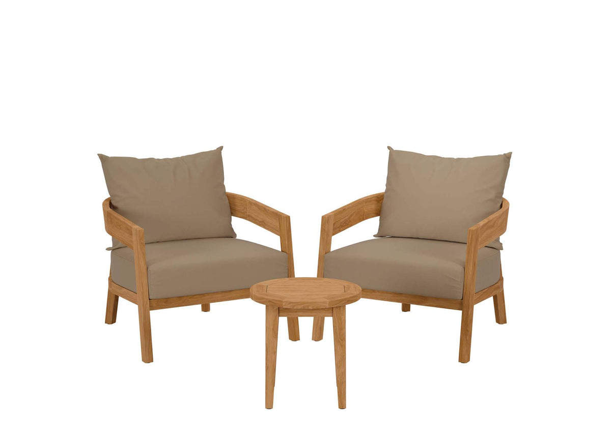 EEI-5835-NAT-LBR Brisbane 3-Piece Teak Wood Outdoor Patio Set By Modway