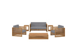 EEI-5836-NAT-GRY Carlsbad 6-Piece Teak Wood Outdoor Patio Set By Modway