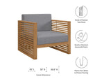 EEI-5837-NAT-GRY Carlsbad 3-Piece Teak Wood Outdoor Patio Set By Modway