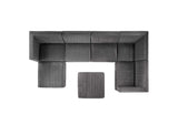 EEI-5839-GRY Sanguine 7-Piece Channel Tufted Performance Velvet Right-Facing Modular Sectional Sofa By Modway