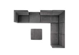 EEI-5839-GRY Sanguine 7-Piece Channel Tufted Performance Velvet Right-Facing Modular Sectional Sofa By Modway