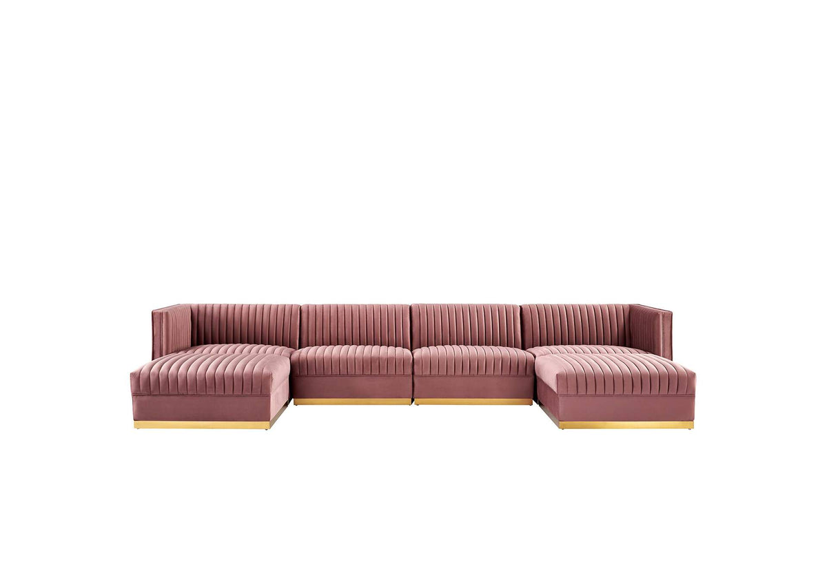 EEI-5841-DUS Sanguine 6-Piece Channel Tufted Performance Velvet Modular Sectional Sofa By Modway