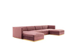 EEI-5841-DUS Sanguine 6-Piece Channel Tufted Performance Velvet Modular Sectional Sofa By Modway