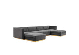 EEI-5841-GRY Sanguine 6-Piece Channel Tufted Performance Velvet Modular Sectional Sofa By Modway