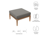 EEI-5854-GRY-GPH Clearwater Outdoor Patio Teak Wood Ottoman By Modway