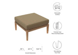 EEI-5854-GRY-LBR Clearwater Outdoor Patio Teak Wood Ottoman By Modway