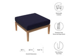 EEI-5854-GRY-NAV Clearwater Outdoor Patio Teak Wood Ottoman By Modway