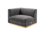 EEI-6031-GRY Sanguine Channel Tufted Performance Velvet Modular Sectional Sofa Left-Arm Chair By Modway