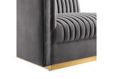 EEI-6031-GRY Sanguine Channel Tufted Performance Velvet Modular Sectional Sofa Left-Arm Chair By Modway