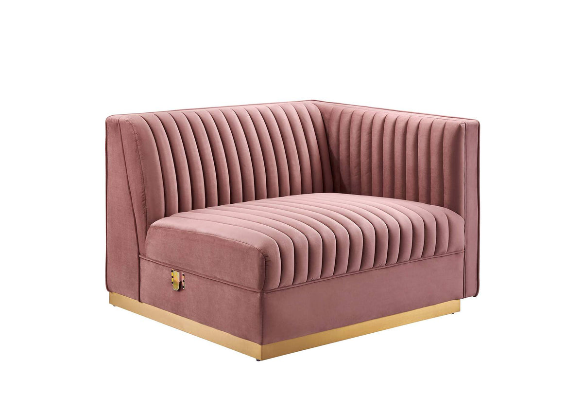 EEI-6032-DUS Sanguine Channel Tufted Performance Velvet Modular Sectional Sofa Right-Arm Chair By Modway