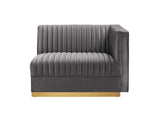 EEI-6032-GRY Sanguine Channel Tufted Performance Velvet Modular Sectional Sofa Right-Arm Chair By Modway