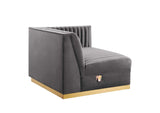 EEI-6032-GRY Sanguine Channel Tufted Performance Velvet Modular Sectional Sofa Right-Arm Chair By Modway